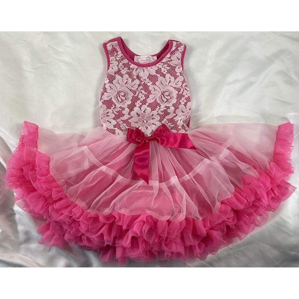 Popatu Pink Lace TuTu Fancy Fun Ballerina Party Dress Girls 2T/3T 242